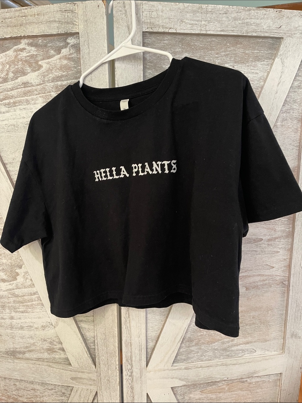 Black Crop Tee with Hella Plants Graphic - Women's Casual Top